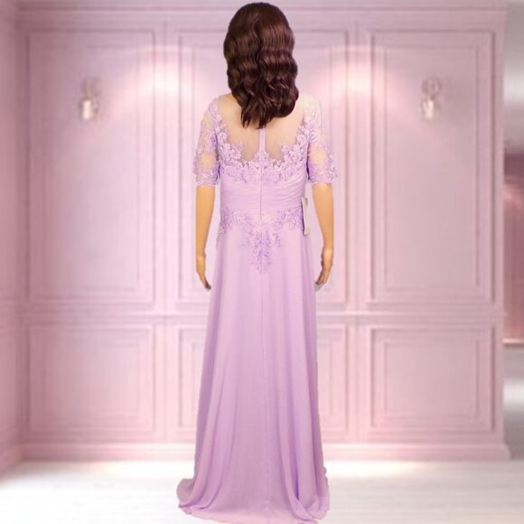 AZAZIE size A10 lilac fit/flare full-length gown 100% polyester dry clean only - Picture 5 of 16